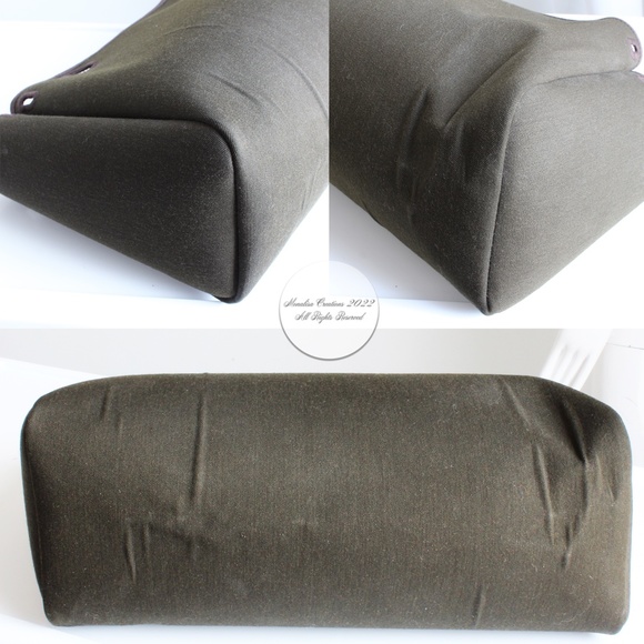 Hermes Herbag Tote Bag Cabas PM Brown Vibrato Leather & Canvas 2-In-1 Bag HTF - Picture 15 of 17